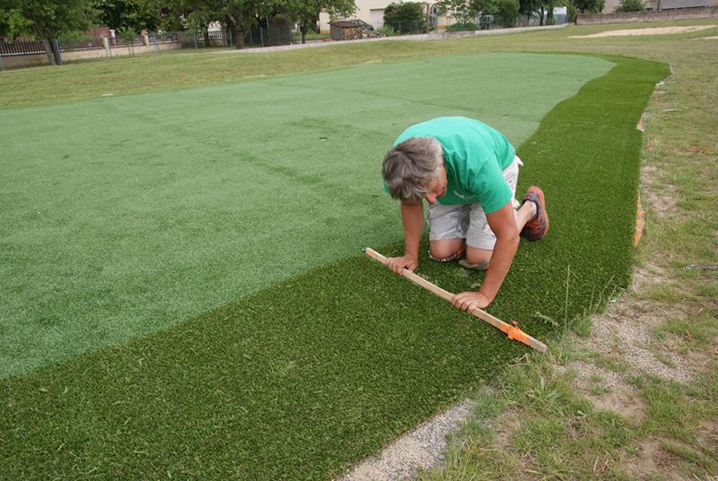 Pose des bordures de green